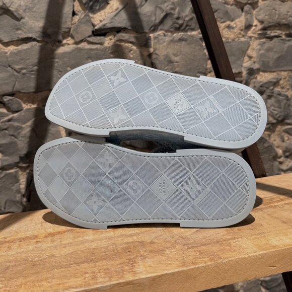 Louis Vuitton Light Blue Denim Monogram Maya Platform Sandals - Picture 7 of 11